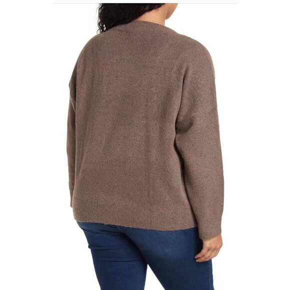 Sanctuary Womens Brown Button Front Pockets Knit Cardigan Sweater Plus Sz 1X New - Picture 2 of 8